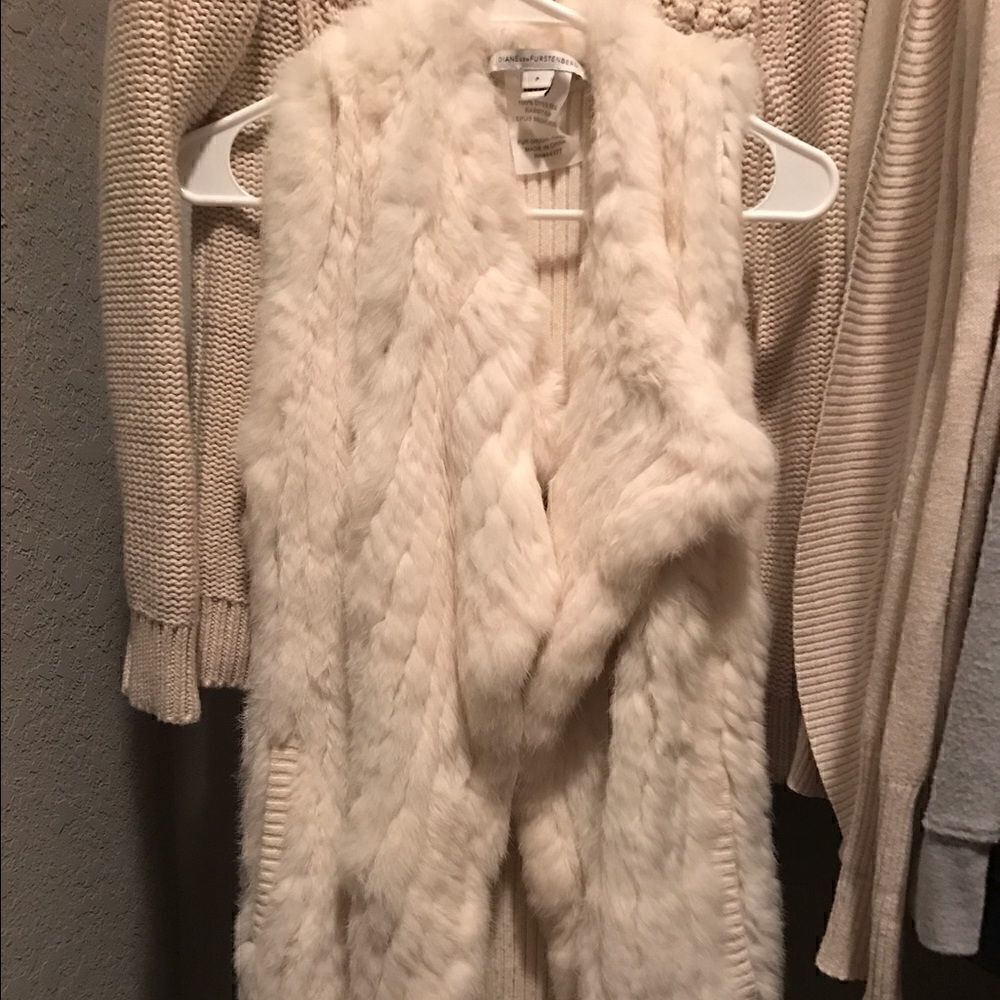 DVF faux Mongolian fur coat vest  XS